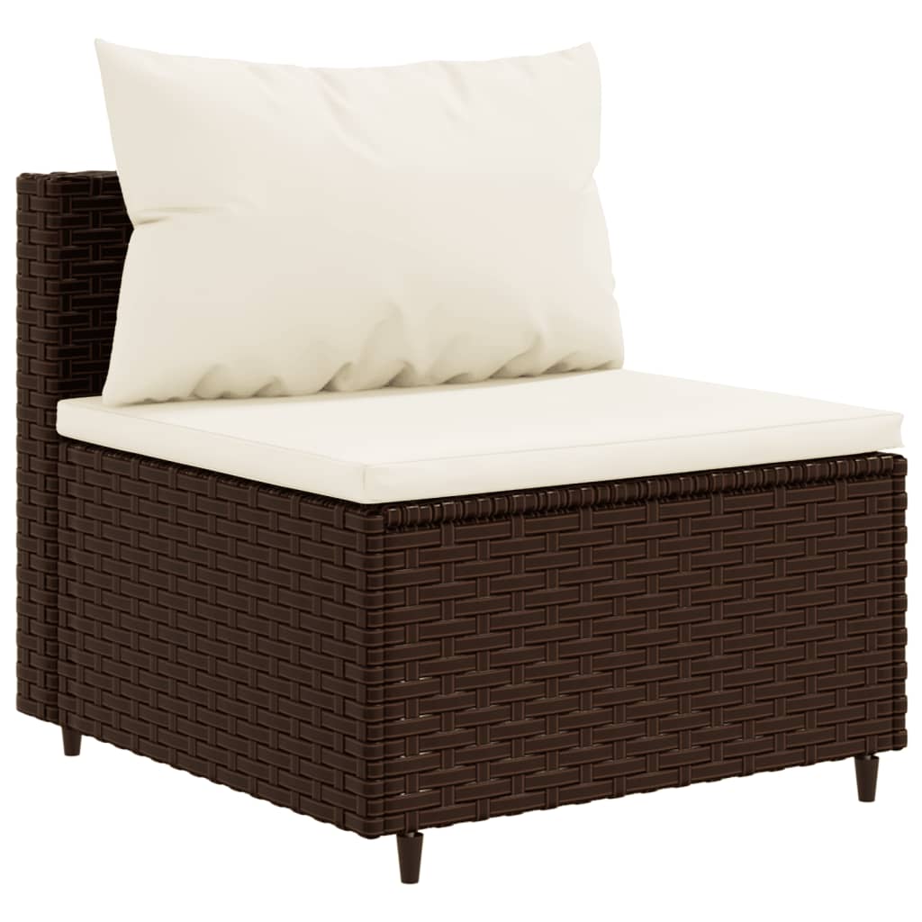 Set Divani da Giardino 10pz con Cuscini in Polyrattan Marrone 3308305