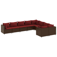 Set Divani da Giardino 9pz con Cuscini Marrone in Polyrattan 3308317