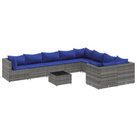 Set Divano da Giardino 10 pz con Cuscini Grigio in Polyrattan 3308327