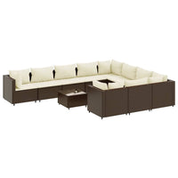 Set Divani da Giardino 11 pz con Cuscini Polyrattan Marrone 3308337