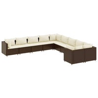 Set Divani da Giardino 10pz con Cuscini in Polyrattan Marrone 3308345