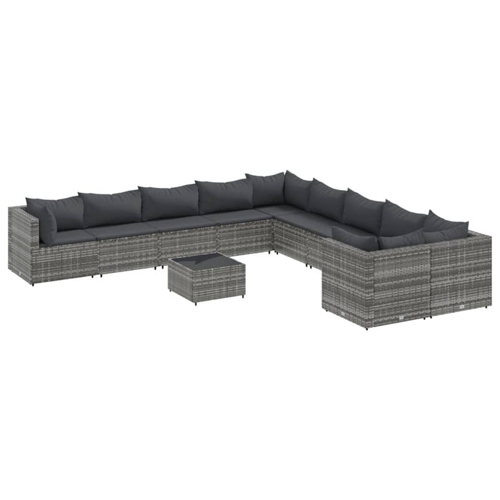 Set Divani da Giardino 11 pz con Cuscini in Polyrattan Grigio 3308354