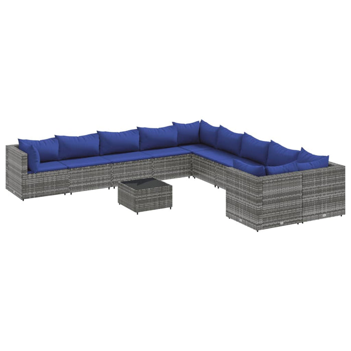 Set Divani da Giardino 11 pz con Cuscini in Polyrattan Grigio 3308359