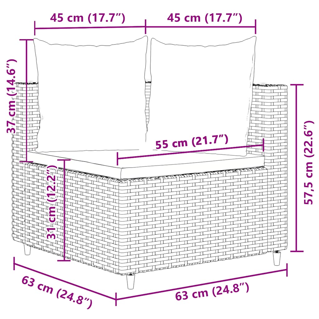 Set Divano da Giardino 4 pz con Cuscini Marrone in Polyrattan 3308365