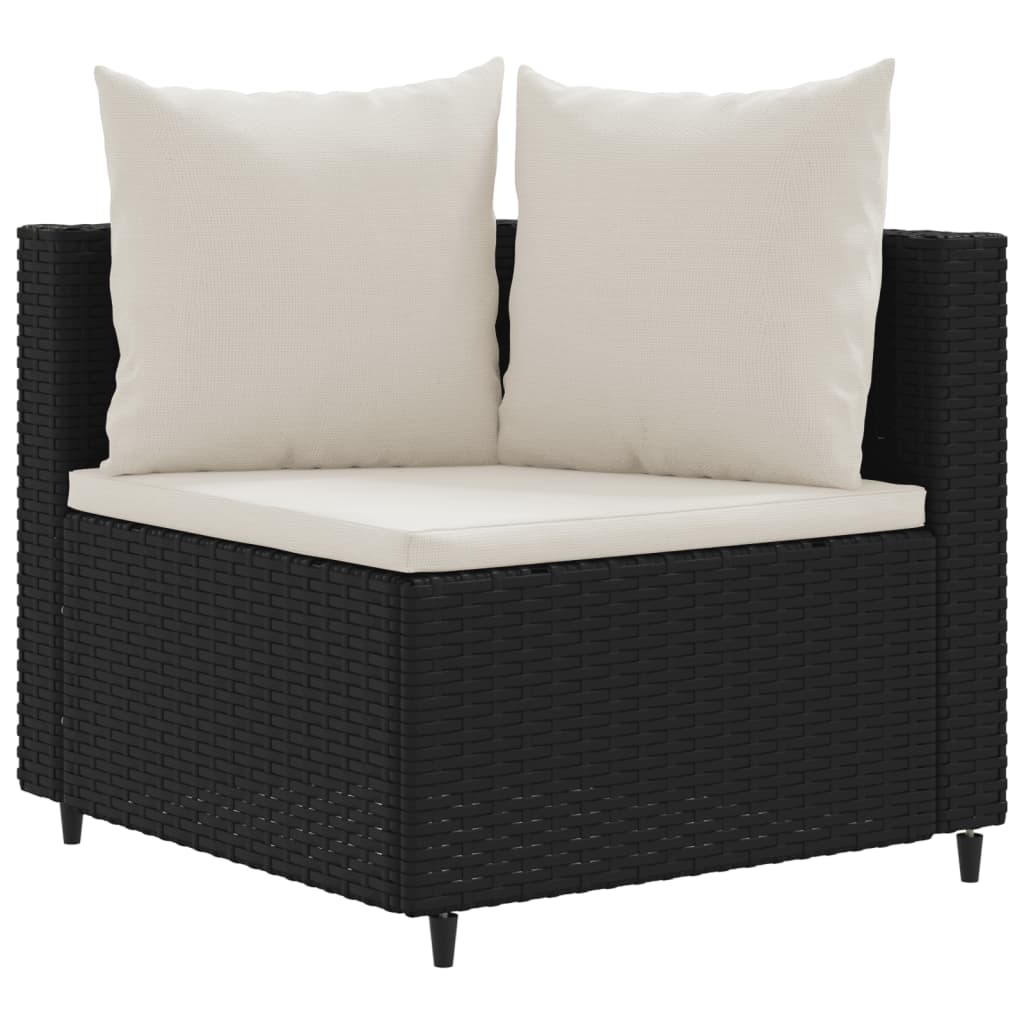 Set Divani da Giardino 5 pz con Cuscini in Polyrattan Nero 3308368