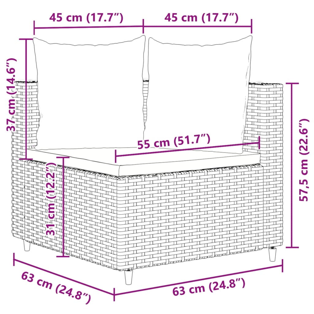 Set Divani da Giardino 5 pz con Cuscini in Polyrattan Nero 3308368