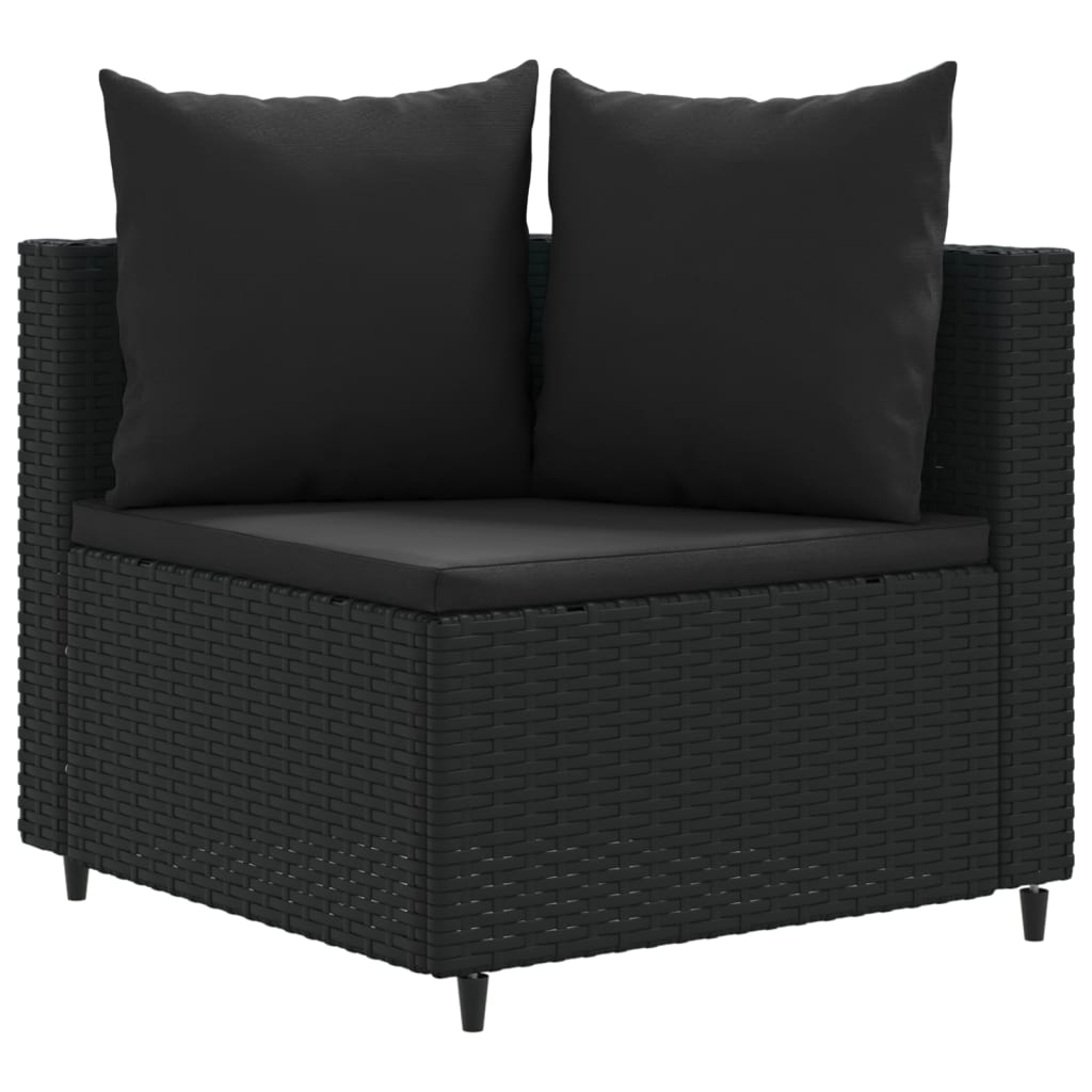 Set Divani da Giardino 5 pz con Cuscini in Polyrattan Nero 3308371