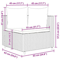 Set Divano da Giardino 5 pz con Cuscini Marrone in Polyrattan 3308373