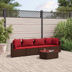 Set Divano da Giardino 5 pz con Cuscini Marrone in Polyrattan 3308373