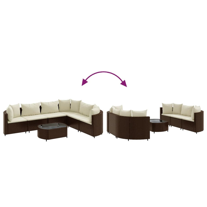 Set Divani da Giardino 7 pz con Cuscini Marrone in Polyrattan 3308377