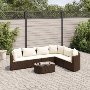 Set Divani da Giardino 7 pz con Cuscini Marrone in Polyrattan 3308377