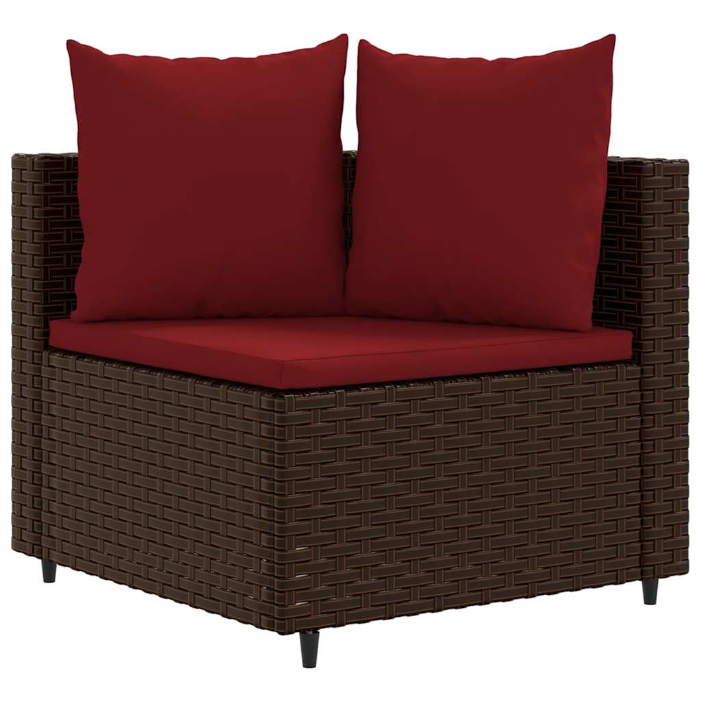 Set Divani da Giardino 7 pz con Cuscini Marrone in Polyrattan 3308381