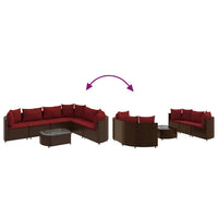 Set Divani da Giardino 7 pz con Cuscini Marrone in Polyrattan 3308381