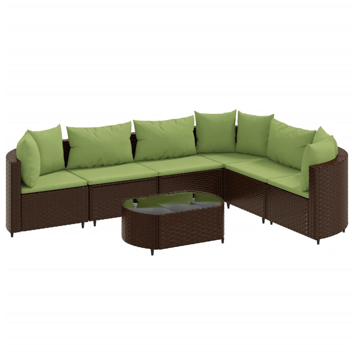 Set Divani da Giardino 7 pz con Cuscini Marrone in Polyrattan 3308382