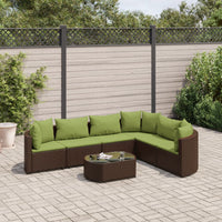 Set Divani da Giardino 7 pz con Cuscini Marrone in Polyrattan 3308382