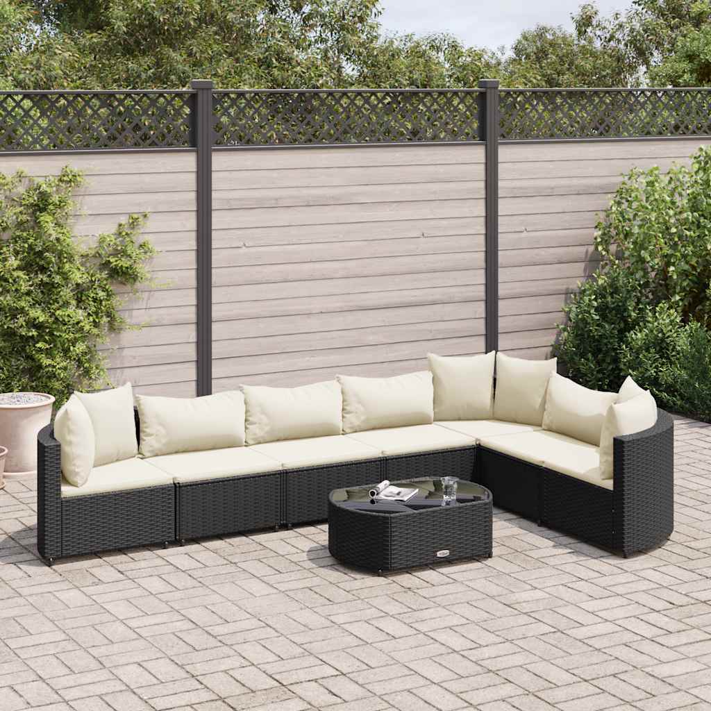 Set Divani da Giardino con Cuscini 8 pz Nero in Polyrattan 3308384