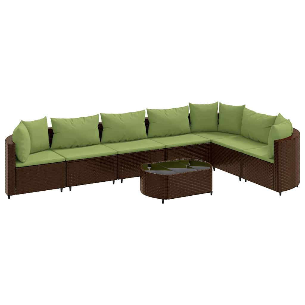 Set Divani da Giardino 8 pz con Cuscini Marrone in Polyrattan 3308390