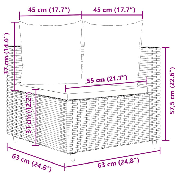 Set Divani da Giardino 8 pz con Cuscini Marrone in Polyrattan 3308390