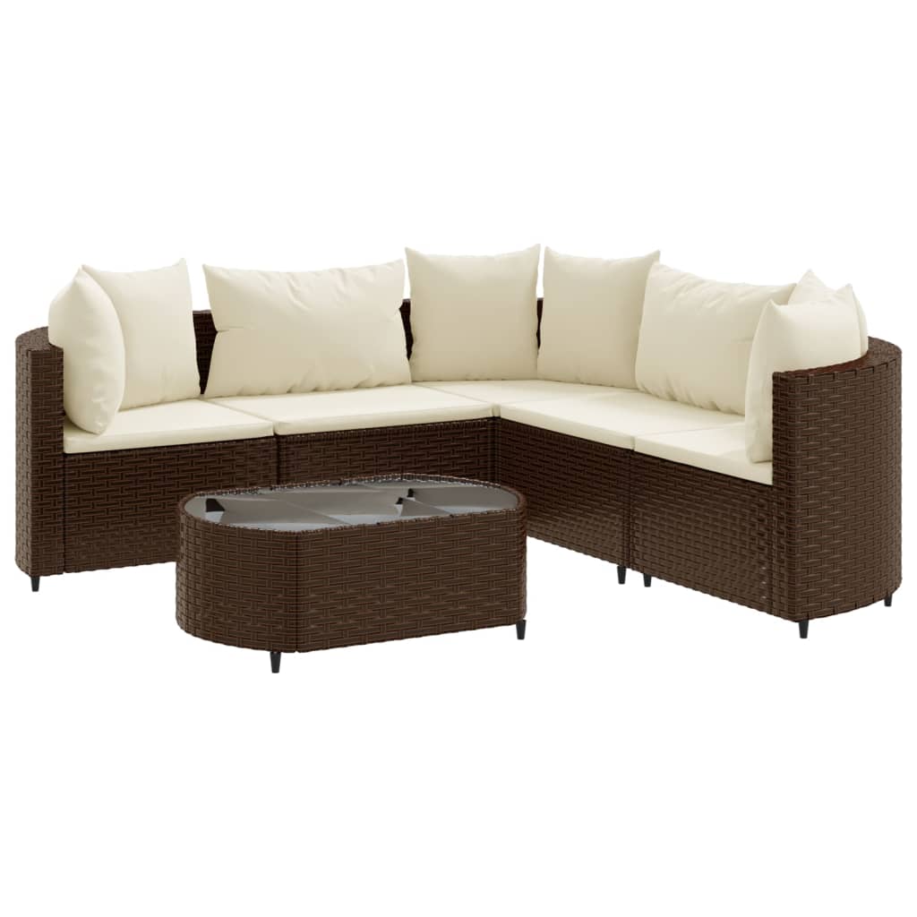 Set Divano da Giardino 6 pz con Cuscini Marrone in Polyrattan 3308393