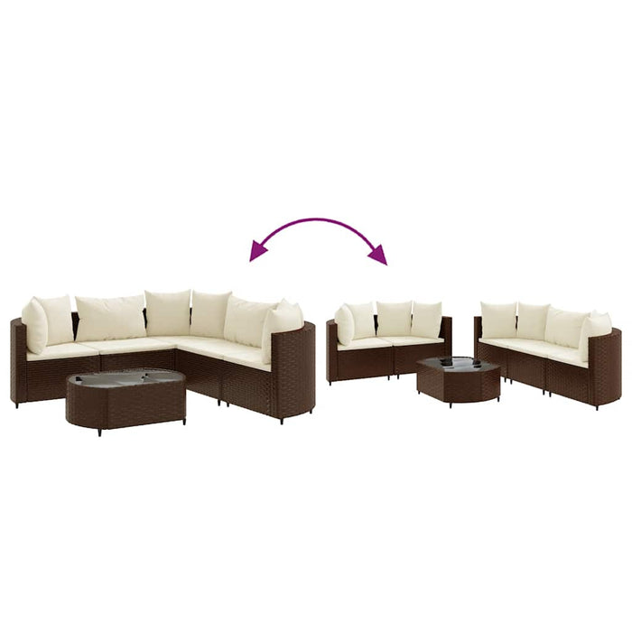 Set Divano da Giardino 6 pz con Cuscini Marrone in Polyrattan 3308393