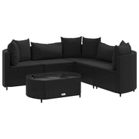 Set Divano da Giardino 6 pz con Cuscini Nero in Polyrattan 3308395