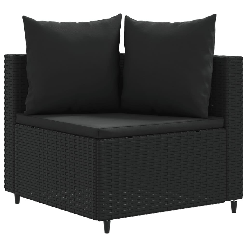 Set Divano da Giardino 6 pz con Cuscini Nero in Polyrattan 3308395