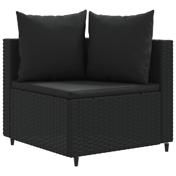 Set Divano da Giardino 6 pz con Cuscini Nero in Polyrattan 3308395