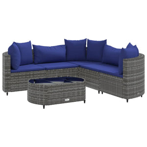 Set Divano da Giardino 6 pz con Cuscini Grigio in Polyrattan 3308399