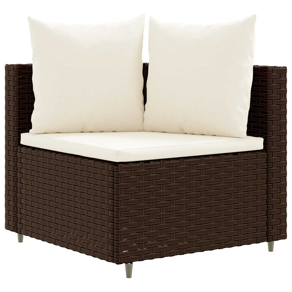 Set Divani da Giardino 10pz con Cuscini in Polyrattan Marrone 3308401