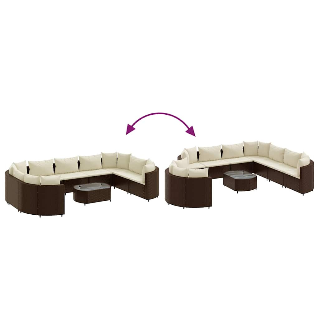 Set Divani da Giardino 10pz con Cuscini in Polyrattan Marrone 3308401