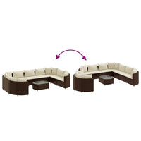 Set Divani da Giardino 10pz con Cuscini in Polyrattan Marrone 3308401