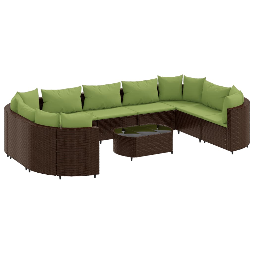 Set Divani da Giardino 10pz con Cuscini in Polyrattan Marrone 3308406