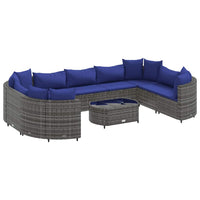 Set Divano da Giardino 10 pz con Cuscini Grigio in Polyrattan 3308407