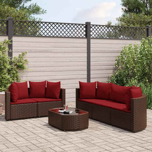 Set Divano da Giardino 6 pz con Cuscini Marrone in Polyrattan 3308421