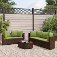 Set Divano da Giardino 6 pz con Cuscini Marrone in Polyrattan 3308422