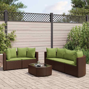 Set Divano da Giardino 6 pz con Cuscini Marrone in Polyrattan 3308422