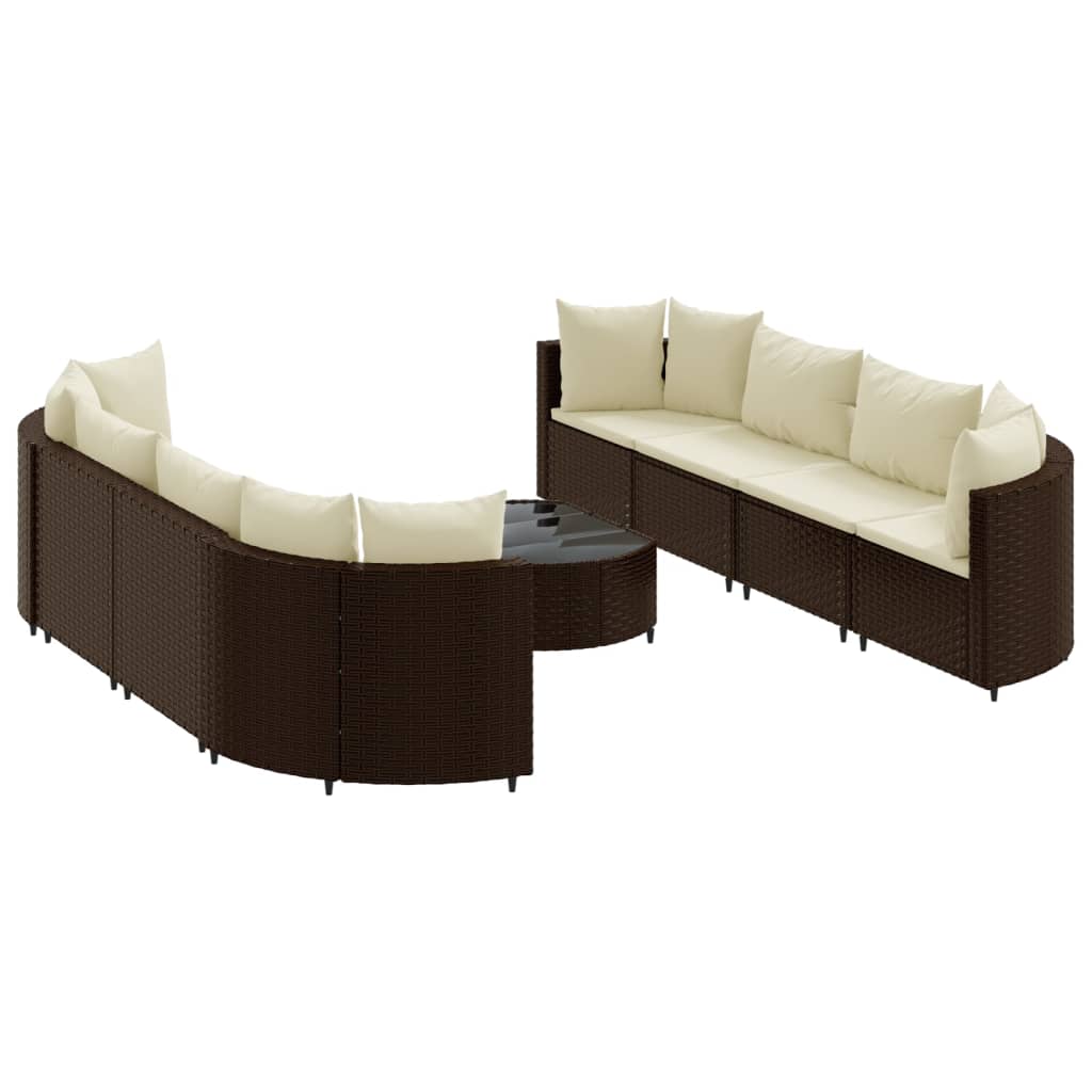 Set Divani da Giardino 9pz con Cuscini Marrone in Polyrattan 3308425