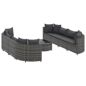 Set Divano da Giardino 9 pz con Cuscini Grigio in Polyrattan 3308426