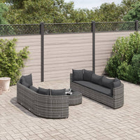 Set Divano da Giardino 9 pz con Cuscini Grigio in Polyrattan 3308426