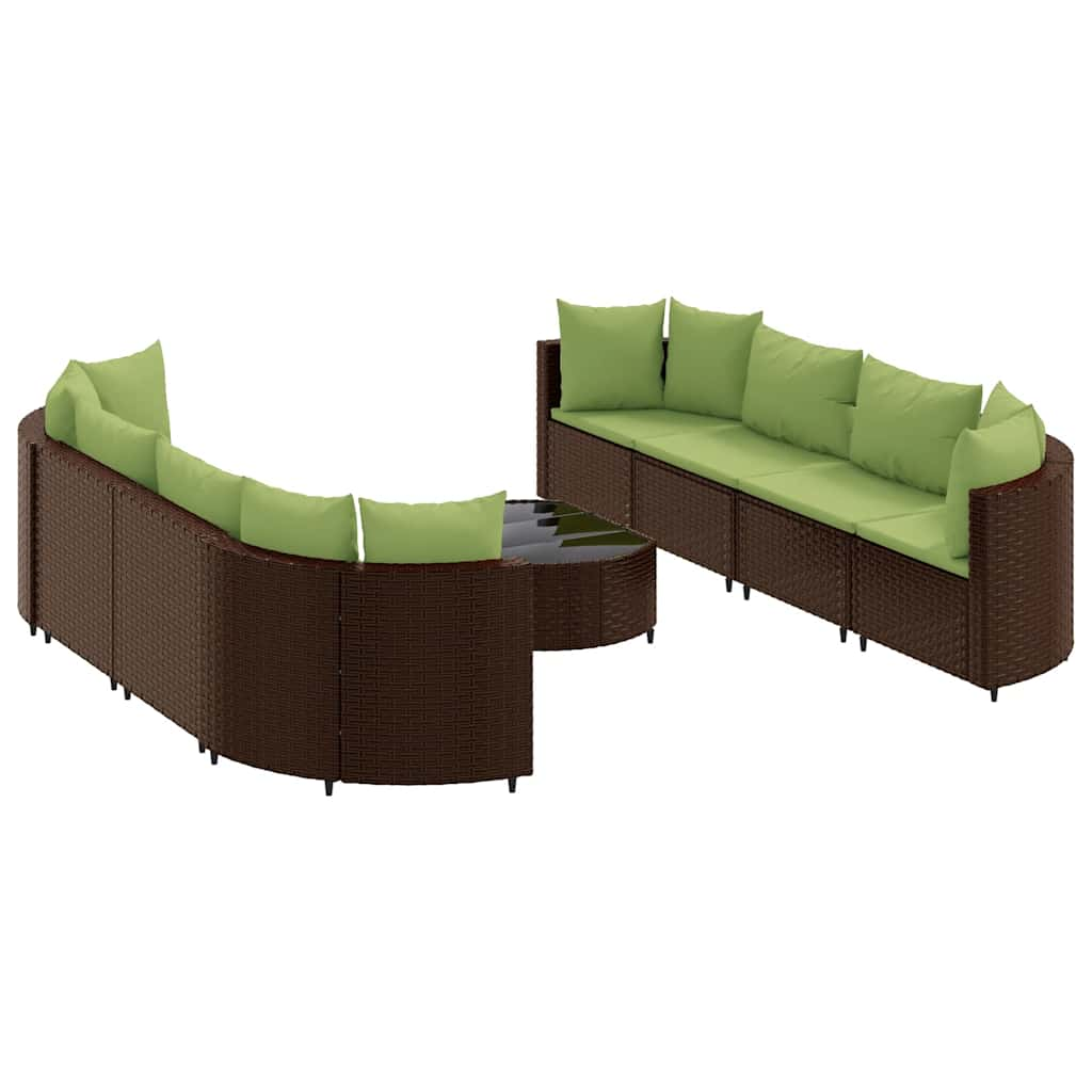 Set Divani da Giardino 9pz con Cuscini Marrone in Polyrattan 3308430