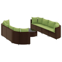 Set Divani da Giardino 9pz con Cuscini Marrone in Polyrattan 3308430