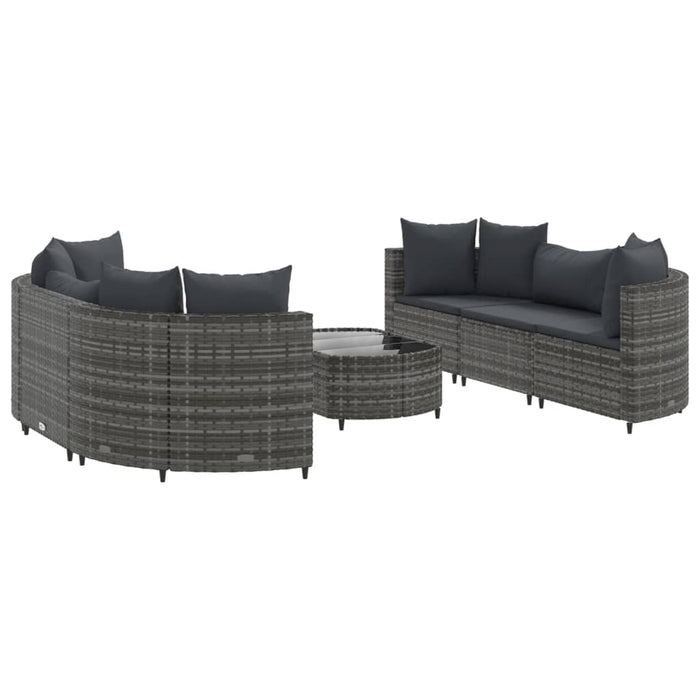 Set Divani da Giardino 7 pz con Cuscini Grigio in Polyrattan 3308434