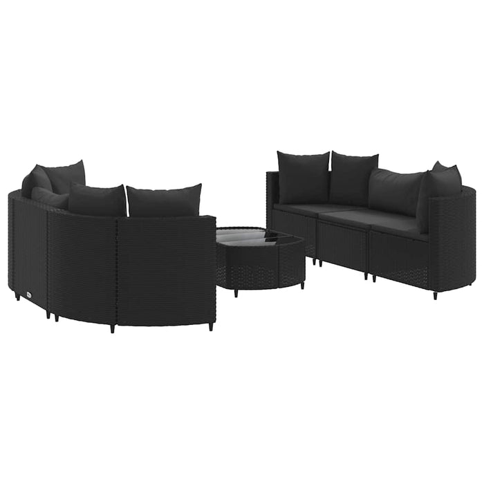 Set Divani da Giardino con Cuscini 7pz Nero Polyrattan 3308435