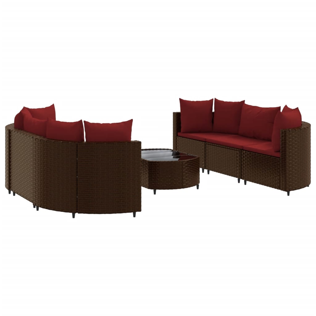 Set Divani da Giardino 7 pz con Cuscini Marrone in Polyrattan 3308437