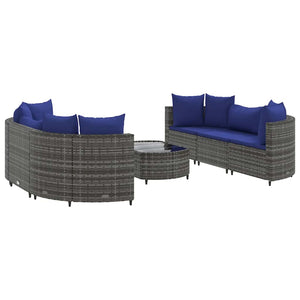 Set Divani da Giardino 7 pz con Cuscini Grigio in Polyrattan 3308439