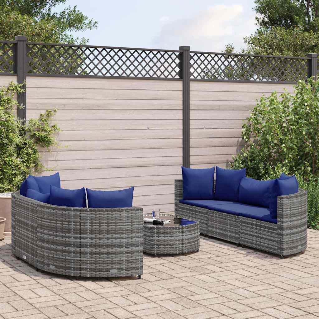 Set Divani da Giardino 7 pz con Cuscini Grigio in Polyrattan 3308439