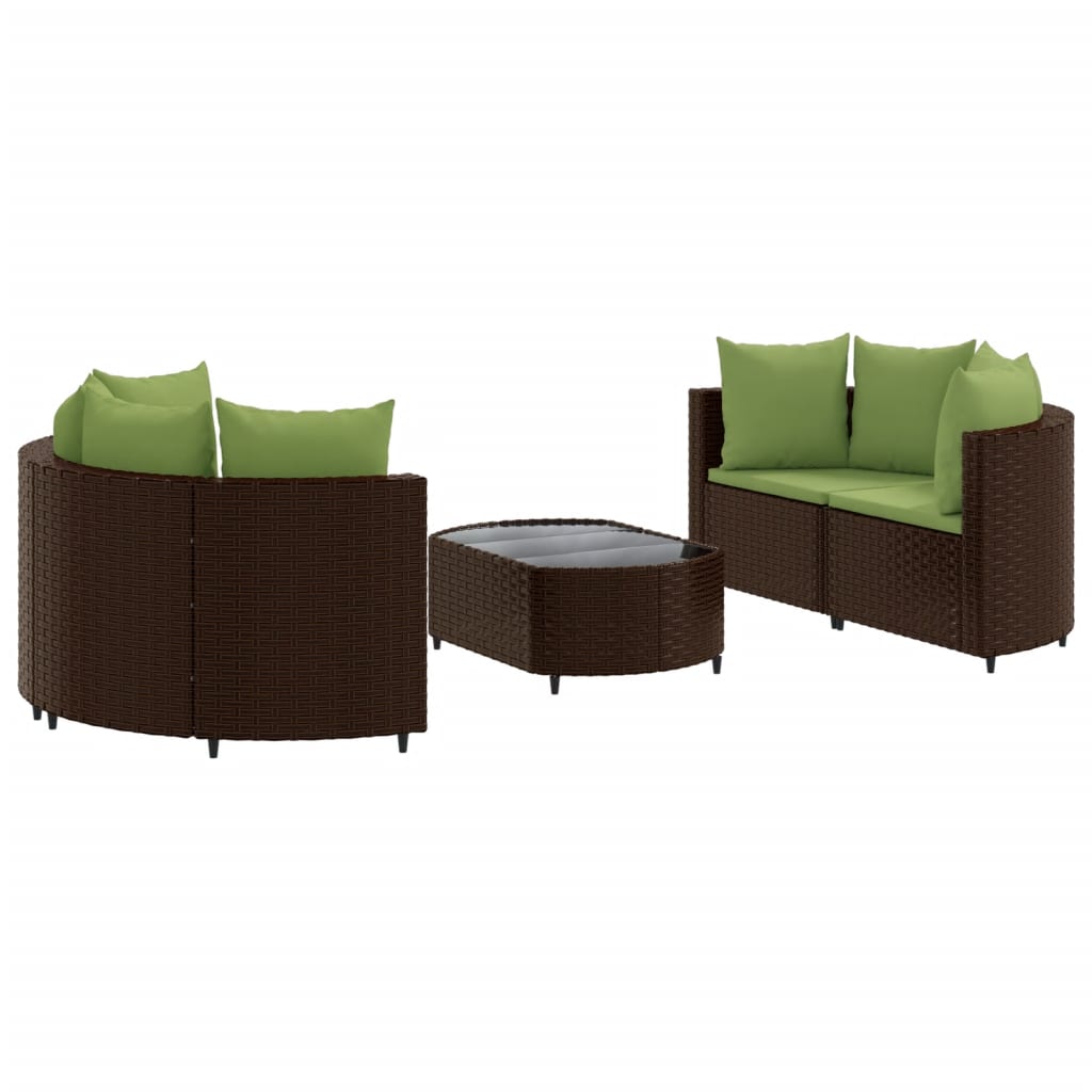 Set Divano da Giardino 5 pz con Cuscini Marrone in Polyrattan 3308446