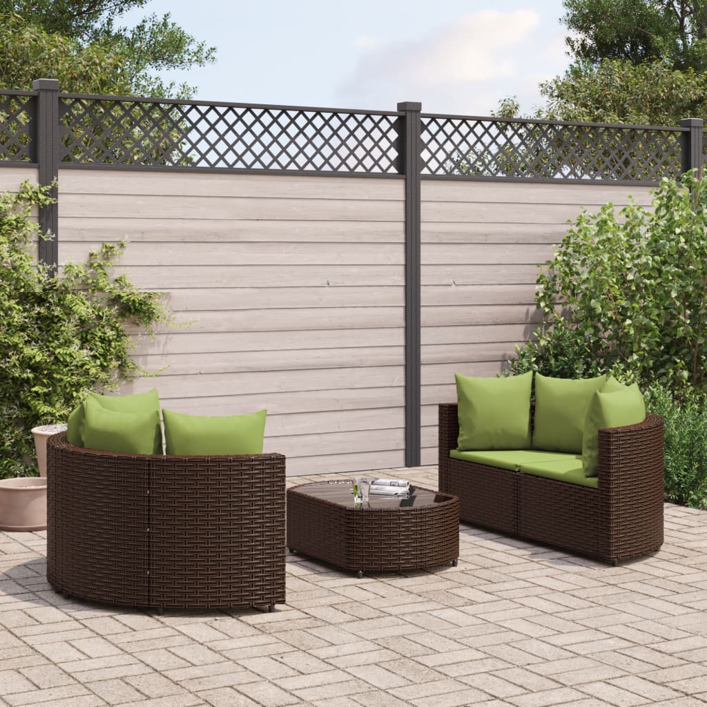 Set Divano da Giardino 5 pz con Cuscini Marrone in Polyrattan 3308446