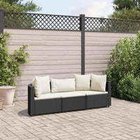 Set Divani da Giardino 3 pz con Cuscini in Polyrattan Nero 3308448