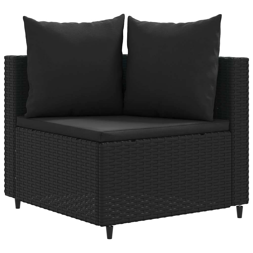 Set Divani da Giardino 3 pz con Cuscini in Polyrattan Nero 3308451